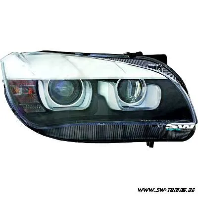 SW-DRLTube Angel eye headlights for BMW X1 Type E84 13-15 3D LED DRL helo rims black