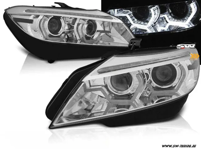 SW-DRLtube Angel Eye Xenon headlights BMW Z4 E89 09-13 LED DRL helo rims dynamic indicator chrome