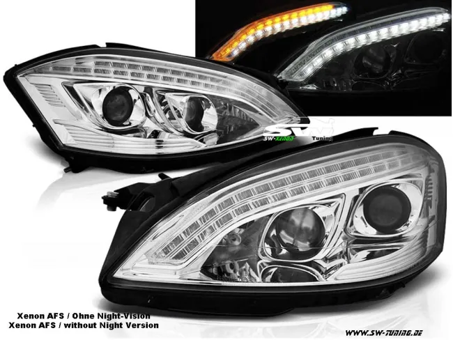 SW-Xenon headlights suitable for Mercedes S-Class W221 05-09 LED positionlight for AFS chrom Without Night-Vision