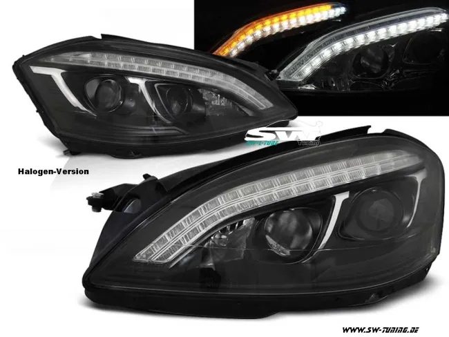 SW-Ltube Halogen Headlights suitable for Mercedes S-Class W221 05-09 LED positionslight turn signal Black