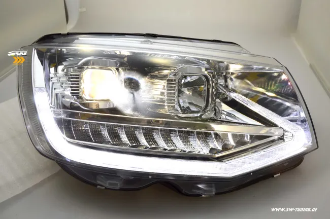 SW-DRLTube headlights VW T6 Type SG 16-20 LED Lighttube DRL R87 chrome dynamic indicator