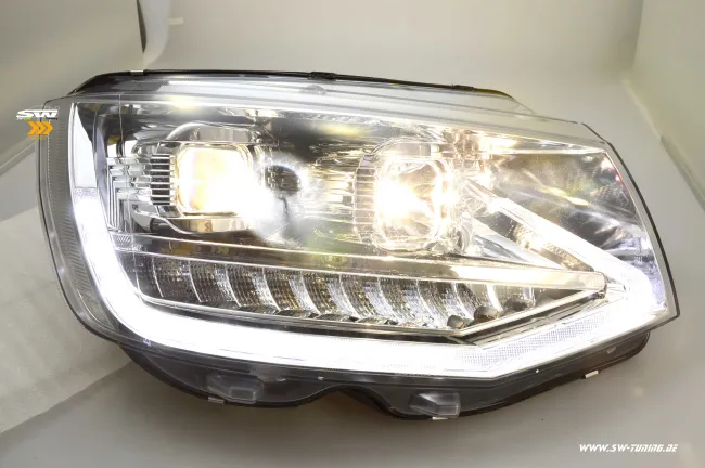 SW-DRLTube headlights VW T6 Type SG 16-20 LED Lighttube DRL R87 chrome dynamic indicator