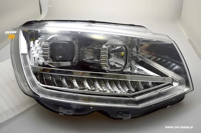 SW-DRLTube headlights VW T6 Type SG 16-20 LED Lighttube DRL R87 chrome dynamic indicator