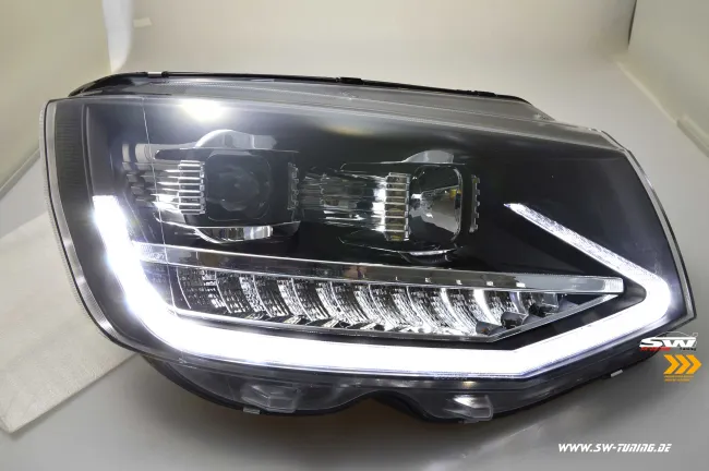 SW-DRLTube Scheinwerfer für VW T6 Typ SG 16-20 LED Tagfahrlicht Lighttube black Wischblinker