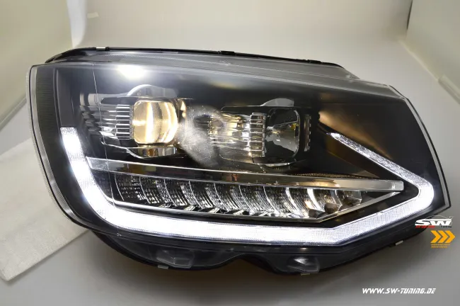 SW-DRLTube Scheinwerfer für VW T6 Typ SG 16-20 LED Tagfahrlicht Lighttube black Wischblinker