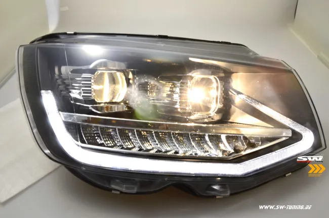 SW-DRLTube Scheinwerfer für VW T6 Typ SG 16-20 LED Tagfahrlicht Lighttube black Wischblinker