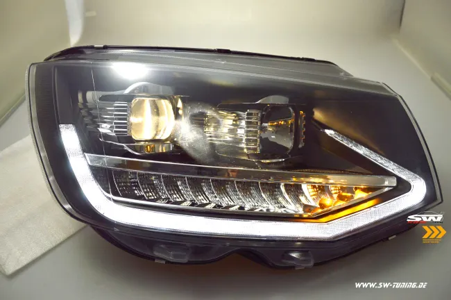 SW-DRLTube Scheinwerfer für VW T6 Typ SG 16-20 LED Tagfahrlicht Lighttube black Wischblinker