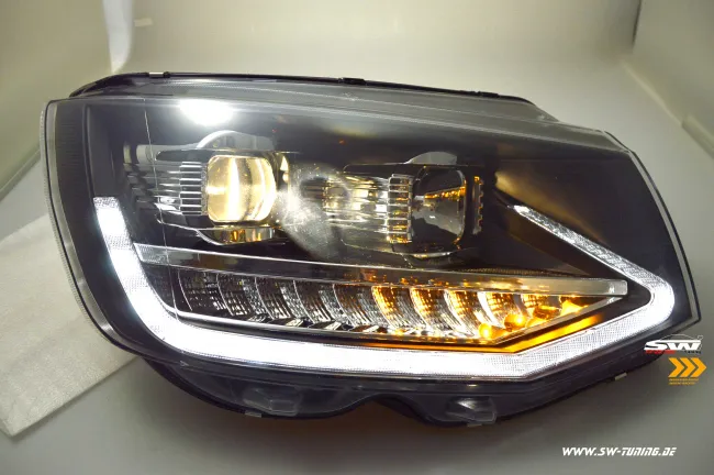 SW-DRLTube Scheinwerfer für VW T6 Typ SG 16-20 LED Tagfahrlicht Lighttube black Wischblinker