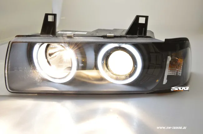 Angel Eye Scheinwerfer für 3er BMW E36 Cabrio/Coupe CCFL-Standlichtringe Black 2Türer