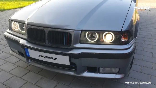 Angel Eye Scheinwerfer für 3er BMW E36 Cabrio/Coupe CCFL-Standlichtringe Black 2Türer