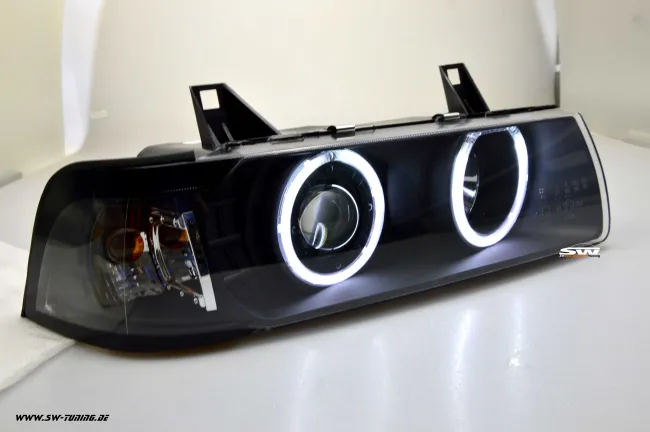 Angel Eye Scheinwerfer für 3er BMW E36 Limo / Touring CCFL-Standlichtringe Black