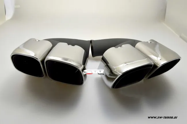 SW-Exhaust Aufpuffblenden für Cayenne II 92A 958 nur V8-Modelle Benzin in chrom Eckig