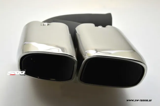 SW-Exhaust Aufpuffblenden für Cayenne II 92A 958 nur V8-Modelle Benzin in chrom Eckig