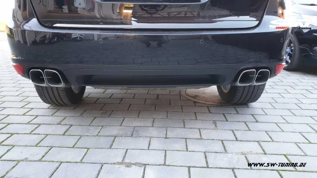 SW-Exhaust Aufpuffblenden für Cayenne II 92A 958 nur V8-Modelle Benzin in chrom Eckig