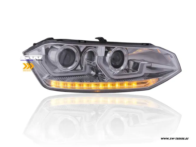 SW- Scheinwerfer für Polo VI AW 18-21 LED Wischblinker chrom Silver-U-Line