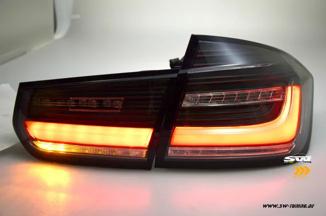 SWCeli LED Rückleuchten passend für BMW 3er F30 Limo 12-18 Black/clear Dynamischer LED Blinker