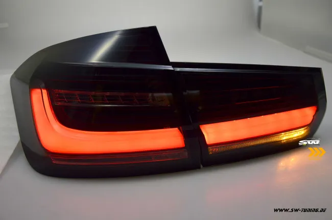 SWCeli LED Rückleuchten passend für BMW 3er F30 Limo 12-18 Black/smoke Dynamischer LED Blinker