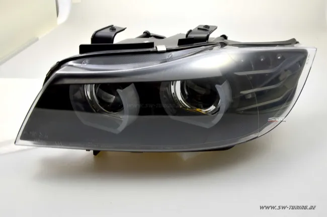 SW-DRLtube Angel Eye Xenon Scheinwerfer passend für 3er BMW E90 E91 09-13 High U-LED-DRL Black mit AFS