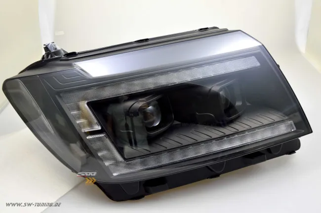 SW-DRLTube Voll LED Scheinwerfer passend für VW Crafter II Typ SY SZ / MAN TGE 17-22 LED TFL Lightbar black Upgrade