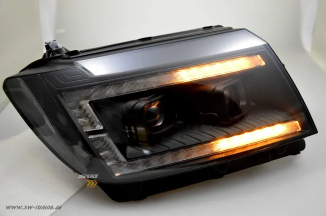 SW-DRLTube Voll LED Scheinwerfer passend für VW Crafter II Typ SY SZ / MAN TGE 17-22 LED TFL Lightbar black Upgrade