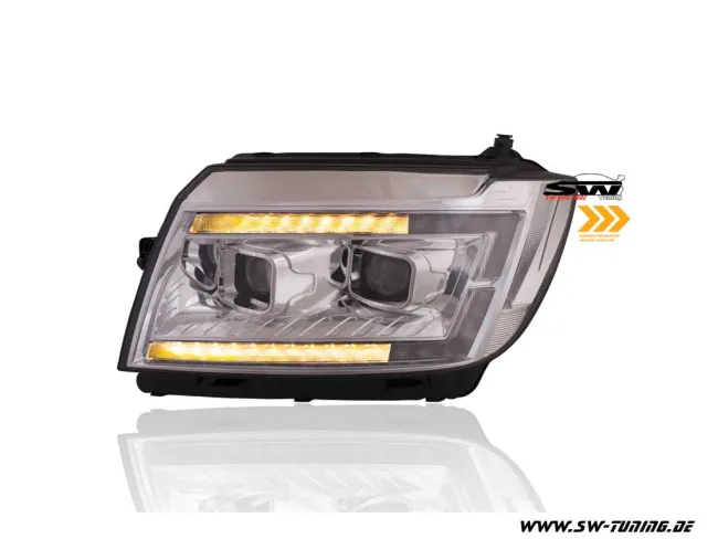 SW-DRLTube Scheinwerfer für VW Crafter II Typ SY SZ / MAN TGE 17-22 LED TFL Lighttube chrom