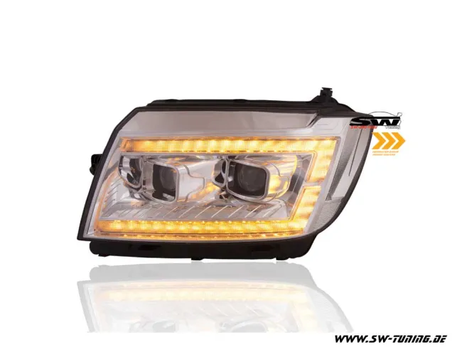 SW-DRLTube Scheinwerfer für VW Crafter II Typ SY SZ / MAN TGE 17-22 LED TFL Lighttube chrom