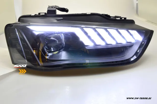 SW-DRL-Tube Xenon headlights for AUDI A4 B8 8K 12-15 LED-DRL dynamic indicator Lightbar black