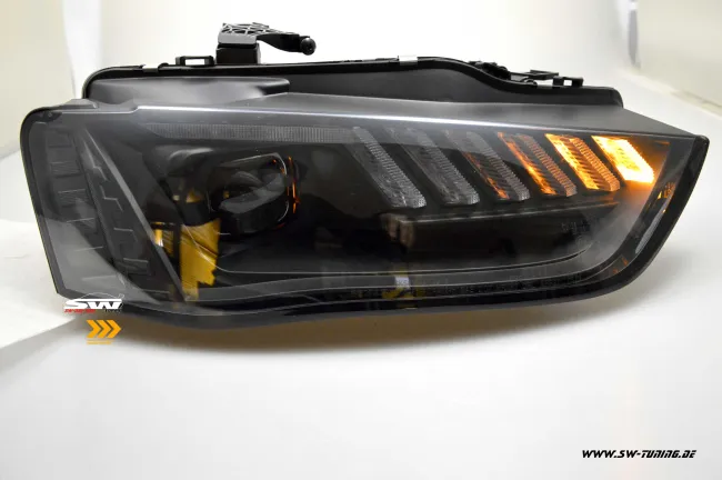 SW-DRL-Tube Xenon headlights for AUDI A4 B8 8K 12-15 LED-DRL dynamic indicator Lightbar black