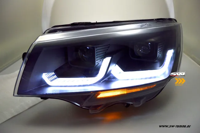 SW-DRLTube Scheinwerfer für VW T6.1 20-23 LED Tagfahrlicht Lighttube black Wischblinker