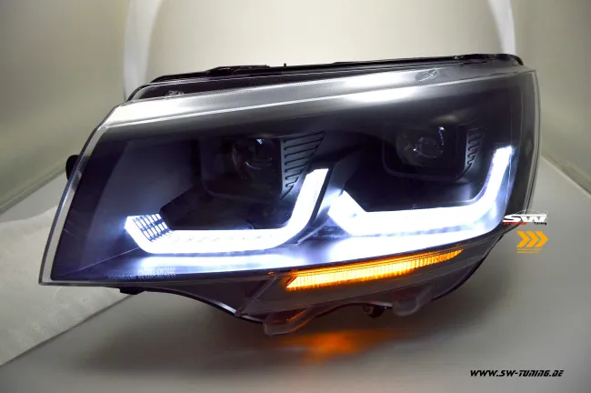 SW-DRLTube Scheinwerfer für VW T6.1 20-23 LED Tagfahrlicht Lighttube black Wischblinker
