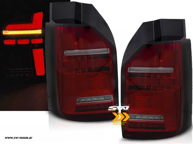 SWCeli LED Rückleuchten für VW T6.1 Typ SG 21-24 Heckklappe red/smoke mit Wischblinker