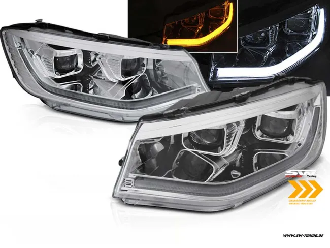 SW-DRL-Tube Scheinwerfer VW Caddy V SB 20-24 LED TFL / Wischblinker chrome