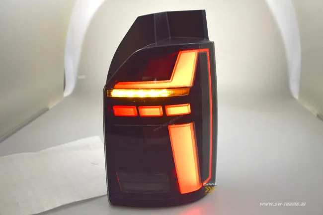 SWCeli LED rear lights suitable for VW T6 / T6.1 16-24 Black/smoke with wiper indicators Upgrade