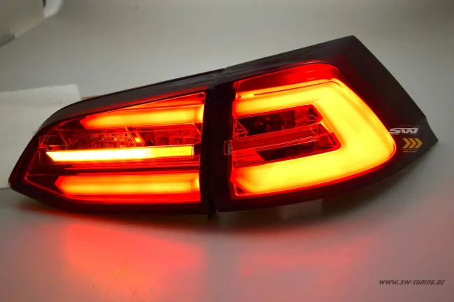 SWCeli LED Rückleuchten passend für Golf 7.5 Facelift Variant Kombi 18-20 red/clear LED Wischblinker für OE LED