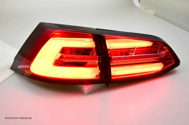 SWCeli LED Rückleuchten passend für VW Golf 7 Variant Kombi 13-17 red/clear LED Wischblinker