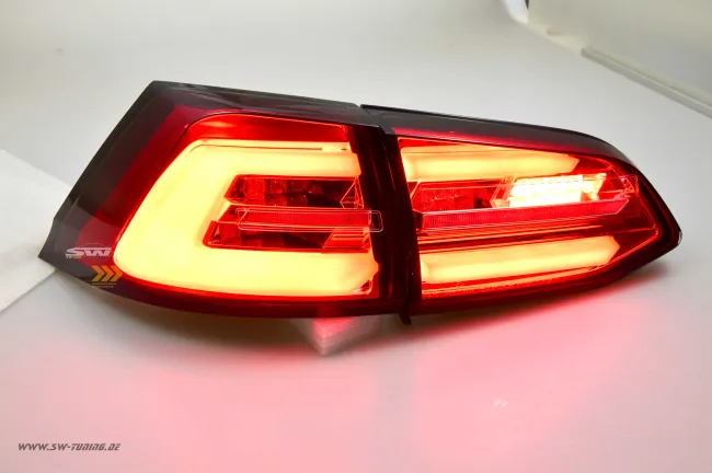 SWCeli LED Rückleuchten passend für VW Golf 7 Variant Kombi 13-17 red/clear LED Wischblinker