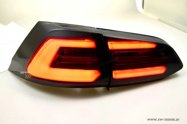 SWCeli LED taillights suitable for Golf 7 Variant estate 13-17 Black RED-Lightbar LED wiping indicators