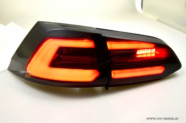 SWCeli LED taillights suitable for Golf 7 Variant estate 13-17 Black RED-Lightbar LED wiping indicators