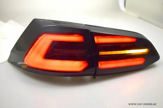 SWCeli LED taillights suitable for Golf 7 Variant estate 13-17 Black RED-Lightbar LED wiping indicators