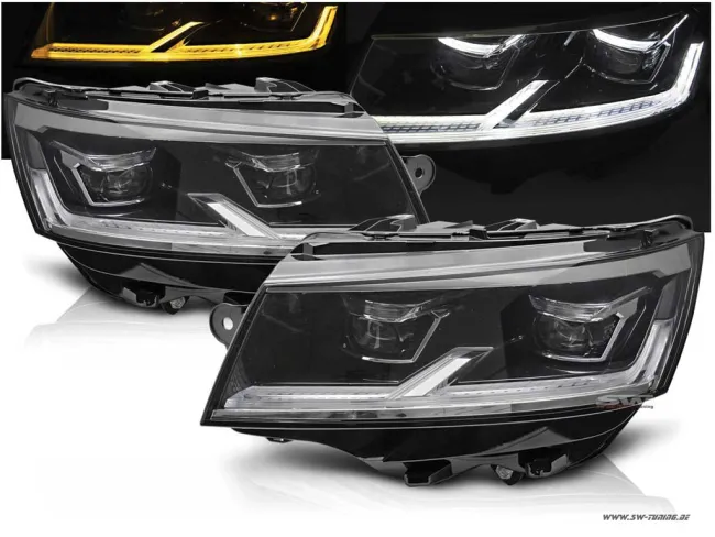 SW-DRL FULL LED headlights suitable for VW T6.1 20-23 LED DRL Lighttube black V2 Upgrade