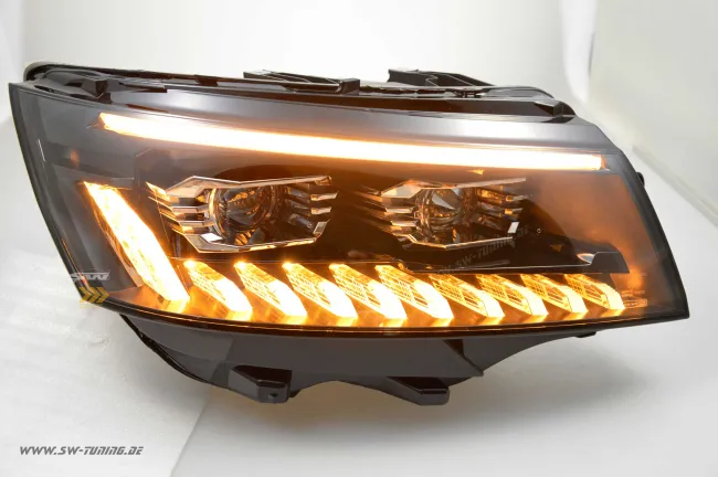 SW-DRL VOLL LED Scheinwerfer passend für VW T6.1 20-23 LED Tagfahrlicht Lighttube black Upgrade