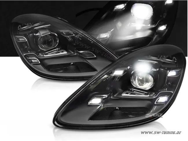 SW-DRL Voll LED Scheinwerfer für Porsche Boxster Cayman 718 Typ 982 16-25 LED TFL Black