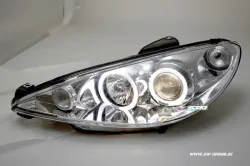 Angel Eye Scheinwerfer für Peugeot 206 99-07 LED 2 Standlichtringe chrom