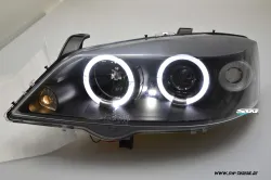Angel Eye Scheinwerfer passend für Opel Astra G mit 2 LED Standlichtringe black