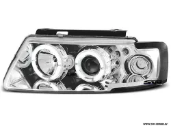 Angel Eye Scheinwerfer für VW Passat 3B 96-00 mit 2 LED Standlichtringe chrom