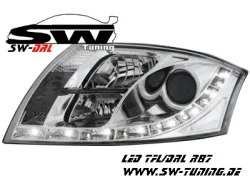 SW-DRL Scheinwerfer AUDI TT 8N mit LED Tagfahrlicht R87 chrome