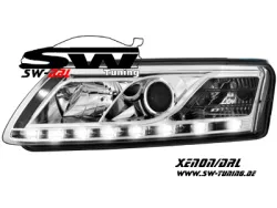 SW-DRL Xenon Scheinwerfer AUDI A6 4F 04-07 LED Tagfahrlicht chrom