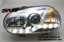 SW-DRL Scheinwerfer VW Golf IV 98-02 LED Tagfahrlicht R87 chrome