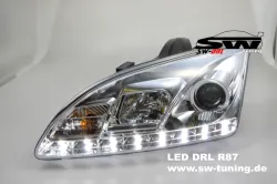 SW-DRL Scheinwerfer Ford Focus Mk2 04-08 LED Tagfahrlicht R87 chrom