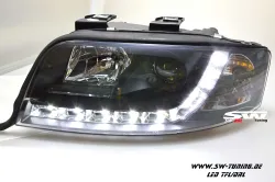 SW-DRL headlights suitable for Audi A4 4B 01-04 Facelift DAYTIME RUNNING LIGHT R87 black